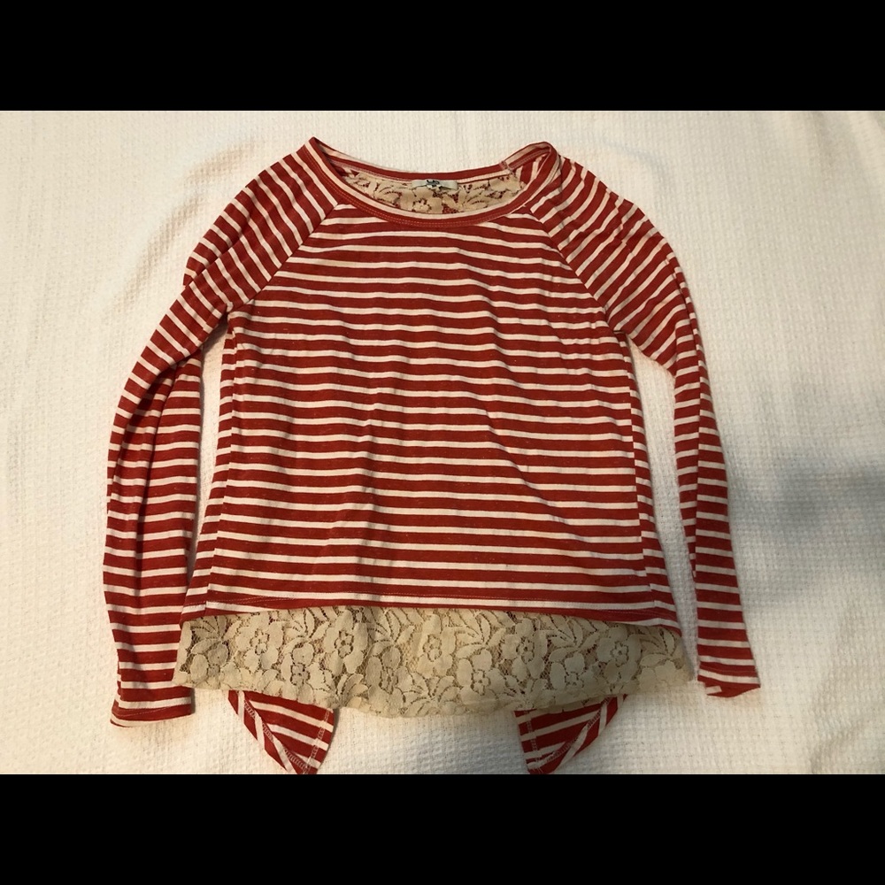 Red and cream striped long sleeve
